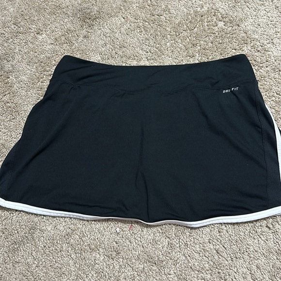Nike Dri Fit Power Knit Skirt Skort Activewear Golf Tennis Run Black White Large - Picture 5 of 5
